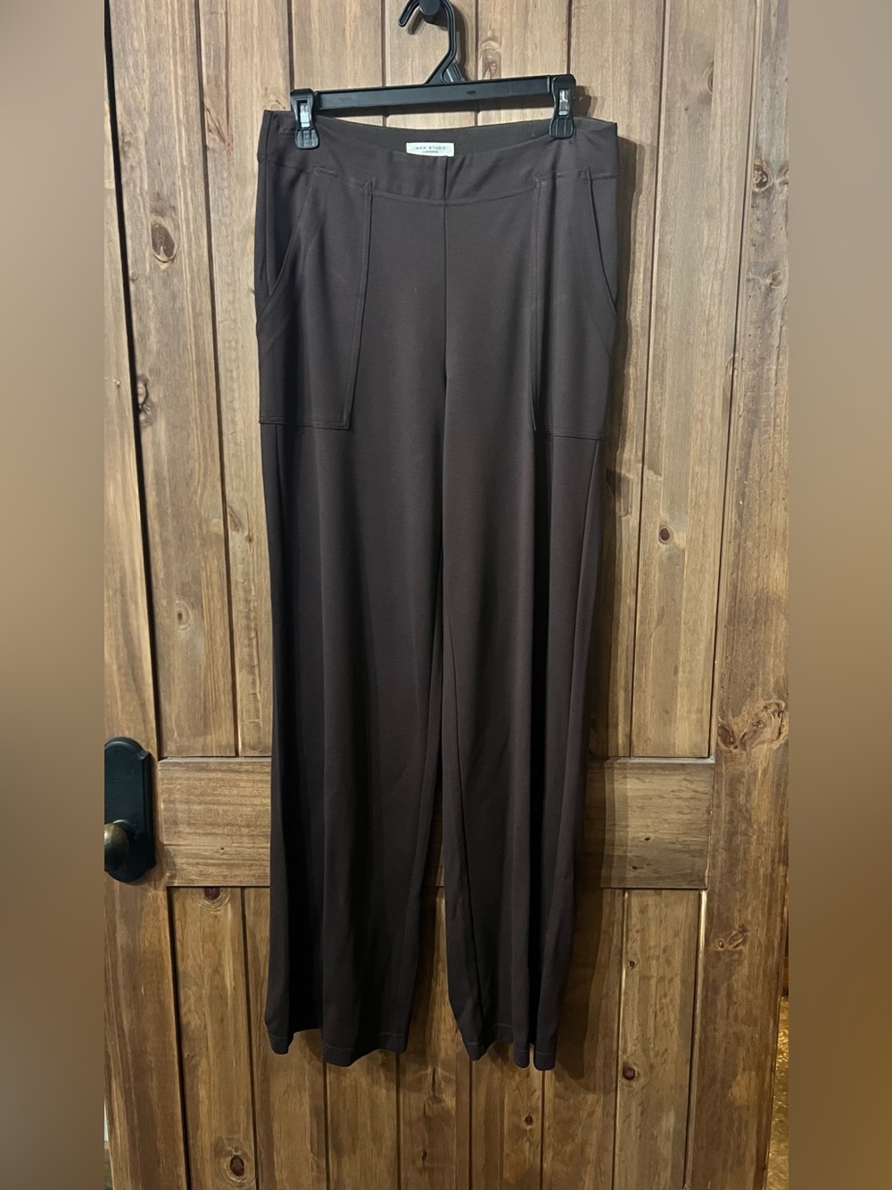 Max Studio Wide-Leg Ponte Pants in Dark Brown